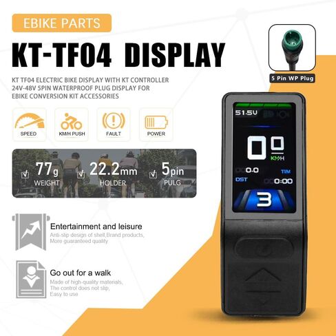 KT TF04 شاشة LCD صغيرة عداد شاشة Ebike Mini TFT شاشة عرض ملونة 24 فولت/36 فولت/48 فولت، موصل مقاوم للماء لركوب الدراجات، ملحقات الدراجة الجبلية الكهربائية مناسبة لوحدة تحكم كونتنغ in Kuwait