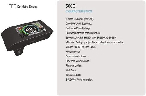 500C Ebike عرض LCD ركوب الدراجات الكمبيوتر 500C للدراجة الكهربائية منتصف المحرك Bafang BBS01 BBS02 BBSHD منتصف محرك العرض مع 5PIN أنثى موصل دائري لمجموعة تحويل Ebike in Kuwait