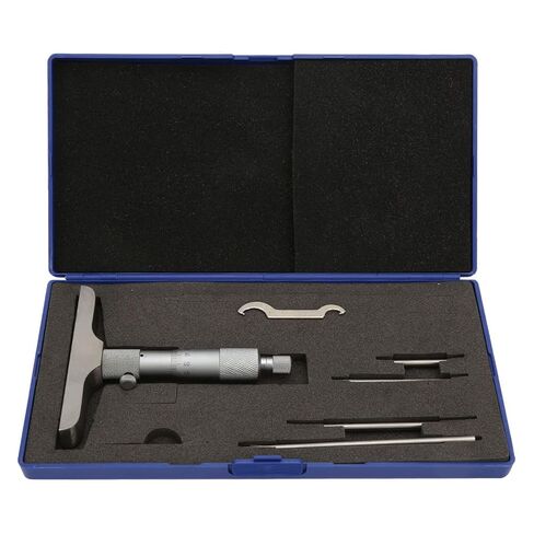Depth Micrometer Stainless Steel Round Head Depth Micrometer Gage Measuring Tool with 5Pcs Rods (0-100mm 4 inches) in Kuwait