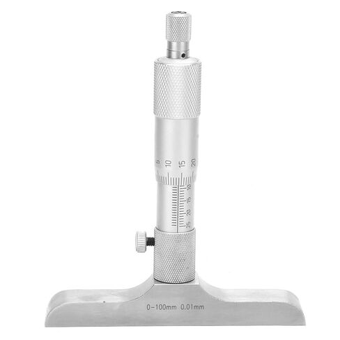 Depth Micrometer Stainless Steel Round Head Depth Micrometer Gage Measuring Tool with 5Pcs Rods (0-100mm 4 inches) in Kuwait