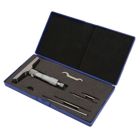 Depth Micrometer Stainless Steel Round Head Depth Micrometer Gage Measuring Tool with 5Pcs Rods (0-100mm 4 inches) in Kuwait