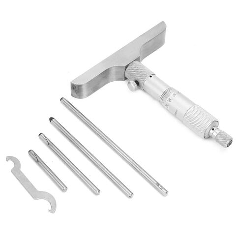 Depth Micrometer Stainless Steel Round Head Depth Micrometer Gage Measuring Tool with 5Pcs Rods (0-100mm 4 inches) in Kuwait