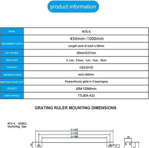 صريف حاكم الاستشعار النزوح NT-M-1um التشفير الخطي 450mm-1000mm 5VDC (1um 800mm السفر) in Kuwait