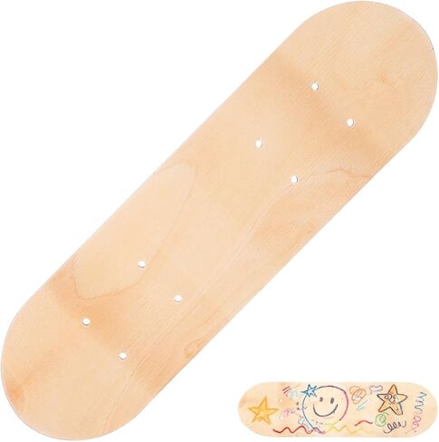 Homoyoyo Blank Skateboard Deck, Maple Wood Skateboard Decks for DIY Painting Kids Creativity Toy 16.9 Inch Unfinished Graffiti Art with Pre-Drilled Holes for Easy Wheel Installation in Saudi Arabia