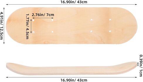 Homoyoyo Blank Skateboard Deck, Maple Wood Skateboard Decks for DIY Painting Kids Creativity Toy 16.9 Inch Unfinished Graffiti Art with Pre-Drilled Holes for Easy Wheel Installation in Saudi Arabia