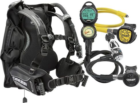 Cressi Scuba Package - Patrol BCD + MC9/Compact Regulator + Octopus Compact + Donatello Console 2 - Patrol Scuba Pack- Designed in Italy in Kuwait