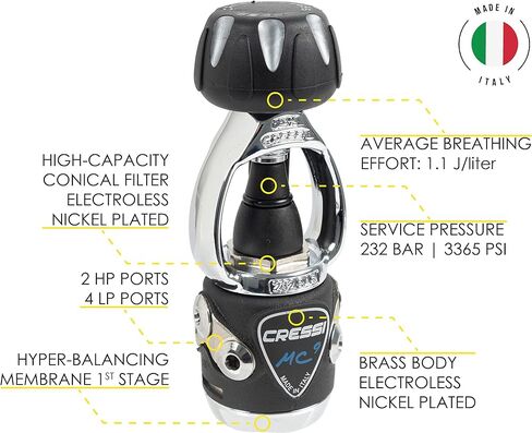 Cressi Scuba Package - Patrol BCD + MC9/Compact Regulator + Octopus Compact + Donatello Console 2 - Patrol Scuba Pack- Designed in Italy in Kuwait