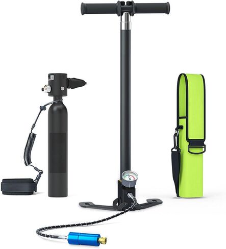Scuba Tank Kit, 0.5L Dive Portable Lung Tank, -10 Minutes Underwater Breathing System, Diving Tank Kit with Breathing Valve Pressure Gauge Air Pump for Family, Party and Trip in Kuwait