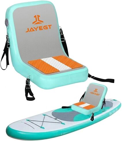 JAYEGT مقعد كاياك قابل للنفخ مع دعم خلفي، ملحقات لوح التجديف، مقعد SUP قابل للطي، تصميم مريح مضاد للانزلاق، سعة تحميل عالية، استخدام متعدد الاستخدامات لقوارب الكاياك، القارب، SUP، الزورق، قارب الصيد (رمادي) in Kuwait