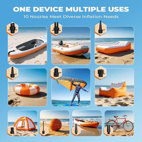 Electric Paddle Board Pump with Car Jump Starter, Cordless Rechargeable 50PSI Sup Pump, Intelligent Dual Stage Inflation & Deflation, Auto-Off for Stand Up Paddle Boards, Kayaks, Tent,Boat,Car,Bicycle in Kuwait