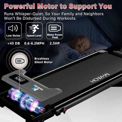 Walking Pad, HOWHAI Treadmill with Incline, Brushless 2 in 1 Foldable Under Desk Portable Treadmills for Home/Office with App, Bluetooth Music, Remote Control & LED Display (300lbs Capacity) in Kuwait