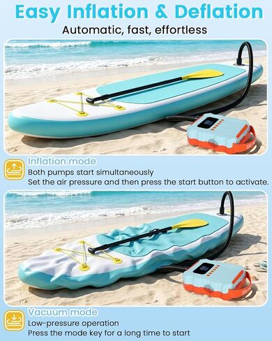 Electric Paddle Board Pump, 60PSI Rechargeable 20800mAh SUP Pump, Dual Stage Fast Inflation & Deflation with LED Light, Auto-Off Electric Pump for SUP, Surfing Kite, Tent and Inflatable Boat in Saudi Arabia