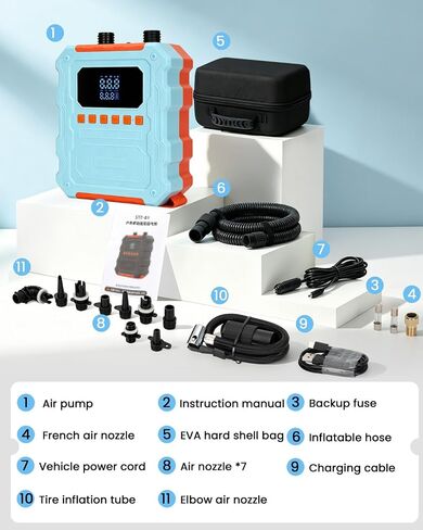 Electric Paddle Board Pump, 60PSI Rechargeable 20800mAh SUP Pump, Dual Stage Fast Inflation & Deflation with LED Light, Auto-Off Electric Pump for SUP, Surfing Kite, Tent and Inflatable Boat in Saudi Arabia