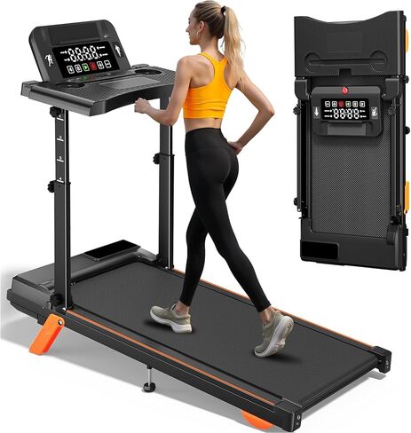 Walking Pad Treadmills for Home - Foldable Treadmill with Handle Bar, 4 Levels Height, 12% Incline, Stand Desk in Kuwait