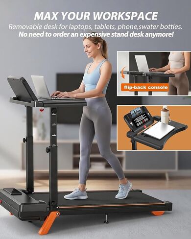 Walking Pad Treadmills for Home - Foldable Treadmill with Handle Bar, 4 Levels Height, 12% Incline, Stand Desk in Kuwait