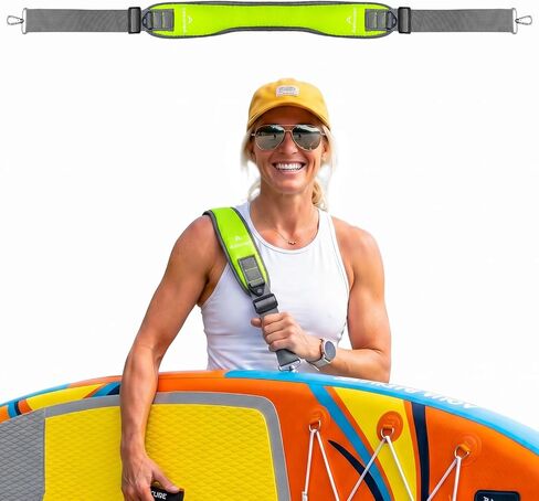 Paddle Board Carrying Strap, Padded Soft Foam Comfortable SUP Carrying Strap with Heavy-Duty Zinc Alloy Hook, Adjustable Shoulder Strap for Paddleboard, Hands-Free Paddle Board Accessories in Kuwait