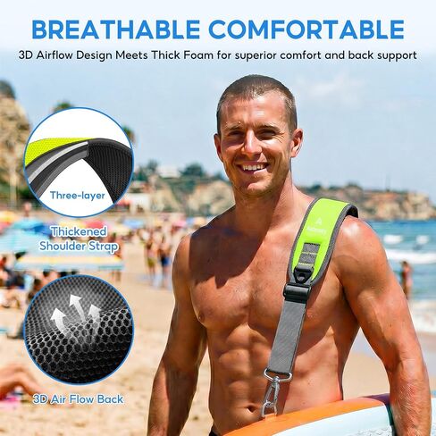 Paddle Board Carrying Strap, Padded Soft Foam Comfortable SUP Carrying Strap with Heavy-Duty Zinc Alloy Hook, Adjustable Shoulder Strap for Paddleboard, Hands-Free Paddle Board Accessories in Kuwait