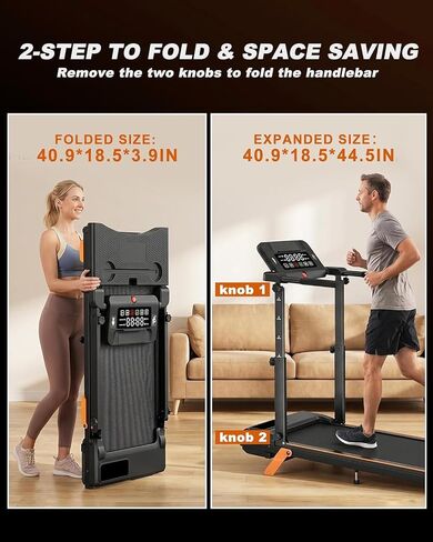 Walking Pad Treadmills for Home - Foldable Treadmill with Handle Bar, 4 Levels Height, 12% Incline, Stand Desk in Kuwait
