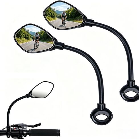 Bike Mirror, 360° Adjustable Handlebar Rearview Mirror, HD Acrylic Convex Wide Angle Bicycle Mirror, Safe Cycling Accessory for E-Bike, Scooter, Mountain Bike in Kuwait