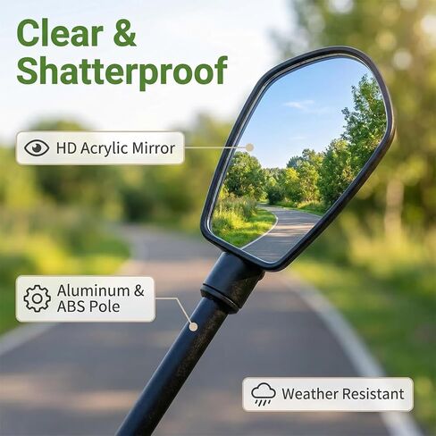 Bike Mirror, 360° Adjustable Handlebar Rearview Mirror, HD Acrylic Convex Wide Angle Bicycle Mirror, Safe Cycling Accessory for E-Bike, Scooter, Mountain Bike in Kuwait
