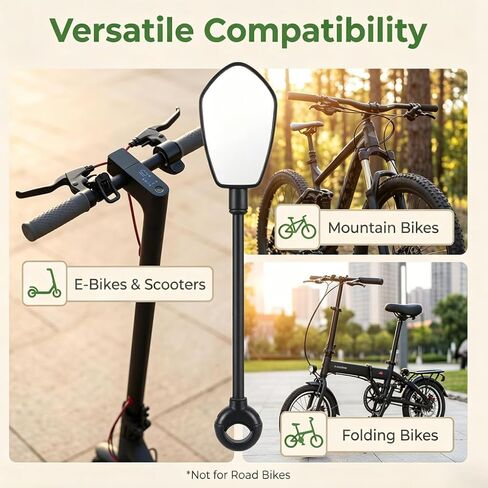 Bike Mirror, 360° Adjustable Handlebar Rearview Mirror, HD Acrylic Convex Wide Angle Bicycle Mirror, Safe Cycling Accessory for E-Bike, Scooter, Mountain Bike in Kuwait