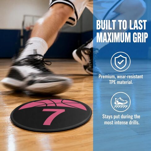 Okllen Set of 10 Basketball Poly Spots Markers, 9" Numbered Floor Dots with Storage Bag, Non-Slip Rubber Agility Training Markers for Gym, Court, Sports Drills & Coaching in Kuwait