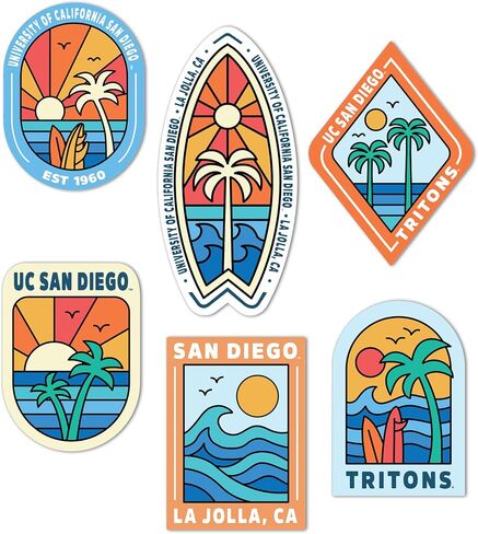 ملصق جامعة صبار الصحراء في كاليفورنيا سان دييغو Tritons UCSD شارات الفينيل زجاجة مياه للكمبيوتر المحمول وقصاصات السيارة T2 (النوع 2-ركوب الأمواج) in Kuwait