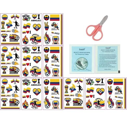 2026 World Cup Portugal Flag Tattoo Stickers 3pcs/Pack 4Packs/Set W/4 Remover Wipes+1 Scissor 76 * 120mm in Kuwait
