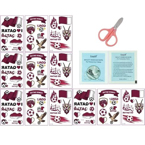 2026 World Cup Portugal Flag Tattoo Stickers 3pcs/Pack 4Packs/Set W/4 Remover Wipes+1 Scissor 76 * 120mm in Kuwait