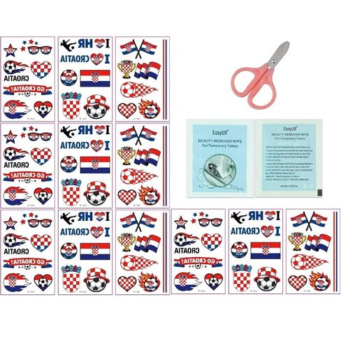 2026 World Cup Portugal Flag Tattoo Stickers 3pcs/Pack 4Packs/Set W/4 Remover Wipes+1 Scissor 76 * 120mm in Kuwait
