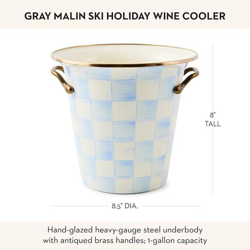 MACKENZIE-CHILDS Gray Malin Wine Bottle Cooler, Champagne and Wine Ice Bucket, 1 Gallon, Ski Holiday in Kuwait