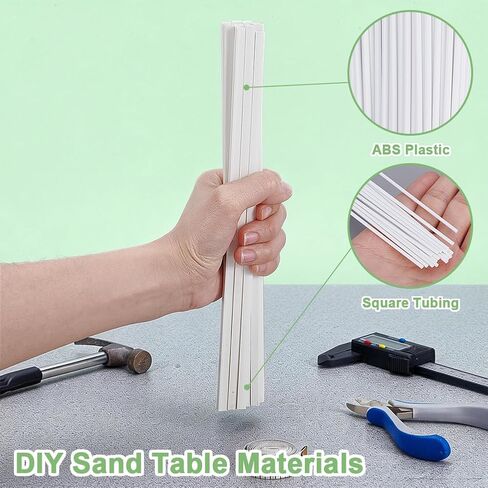 AHANDMAKER 15 Pcs ABS Plastic Square Rod Solid Bar 1/4" x 10" White Smooth Plastic Tube Rods for Handwork Model Making DIY Projects Architecture Building Crafts, White in Kuwait