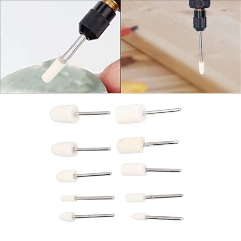 100Pcs Wool Felt Polishing Head Set, Tapered and Cylindl ing Wheel Kit, iency Polishing Wheel for Wood Pla Aluminum Iron Copper Steel, Compatible with in Kuwait