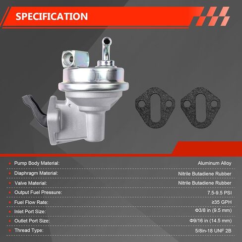 مضخة وقود ميكانيكية 35 GPH 7.5–9.5 PSI، تناسب Carter M6624، متوافقة مع محركات Chevy Small Block SBC 305/327/350 V8، مضخة توصيل الوقود الميكانيكية عالية التدفق لتطبيقات GM المكربنة in Kuwait