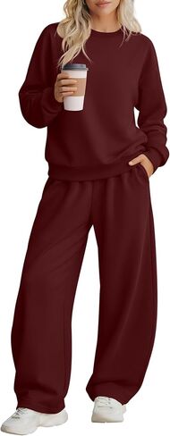 Women's 2 Piece Outfits Lounge Sweatsuits Basic Casual Tracksuit Fall Sets Long Sleeve Tops Pockets Pants Clothes in Saudi Arabia