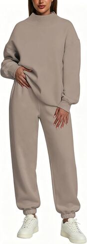 Kottke Sweatsuits Women 2 Piece Outfit Matching Lounge Sets Fall Outfits Fashion Clothing Turtleneck Long Sleeve Hoodies in Saudi Arabia
