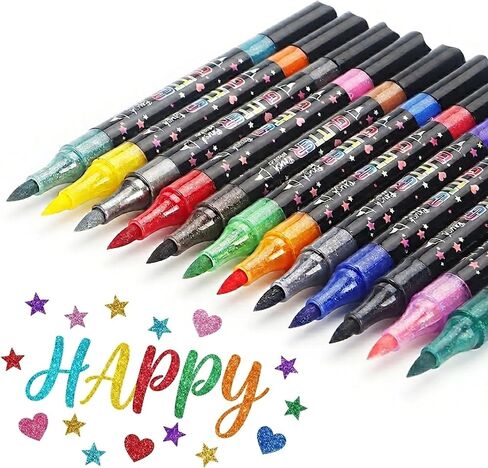 24 Colors Glitter Markers,Glitter Paint Pens Sparkly Metallic Shimmer Marker Fine Point Tip Outline Markers for Adult DIY Crafts.Greeting Birthday Cards,Christmas in Saudi Arabia