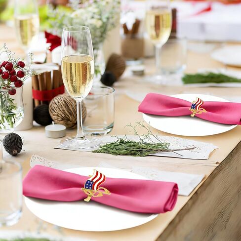 4th of July Napkin Rings 12Pcs, Patriotic Napkin Ring Holders for Independence Day Party Tableware, American Flag Dinning Table Parties Supplies, Wedding Decorations in Saudi Arabia