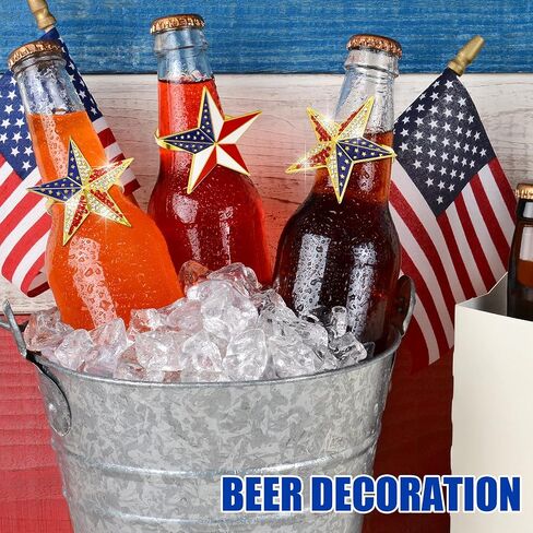 6 Pieces Star Metal Napkin Ring Holder Buckle Independence Day Patriotic 4th of July National Flag Rhinestones Napkin Rings Holders for Dinner Table Decoration in Saudi Arabia