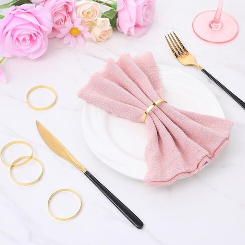 100 Pcs Gold Napkin Rings, Metal Napkin Ring Napkins Holders Buckles, Stylish Napkins Ring Bulk for Table Settings Family Dinner Wedding Christmas Easter Party Dinner Table, Shiny Tables Decor in Saudi Arabia