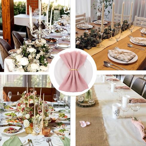 100 Pcs Gold Napkin Rings, Metal Napkin Ring Napkins Holders Buckles, Stylish Napkins Ring Bulk for Table Settings Family Dinner Wedding Christmas Easter Party Dinner Table, Shiny Tables Decor in Saudi Arabia