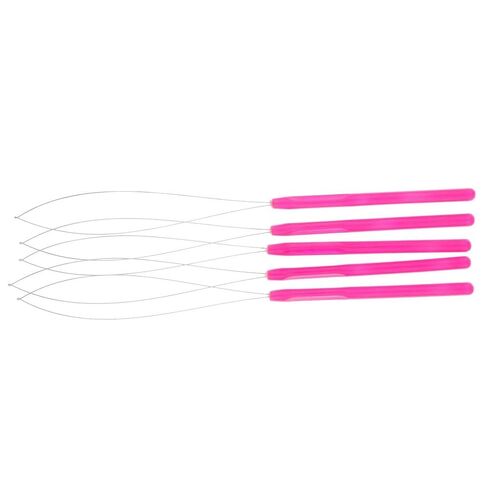 Generic 5 Pieces Pulling Hook Tool Loop Threader Bead Stringing Wire Aluminum Stainless Steel Hook Lightweight Design Suitable for, Rose Red in Kuwait