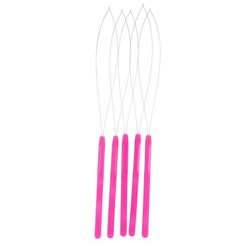 Generic 5 Pieces Pulling Hook Tool Loop Threader Bead Stringing Wire Aluminum Stainless Steel Hook Lightweight Design Suitable for, Rose Red in Kuwait
