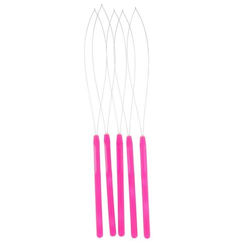 Generic 5 Pieces Pulling Hook Tool Loop Threader Bead Stringing Wire Aluminum Stainless Steel Hook Lightweight Design Suitable for, Rose Red in Kuwait