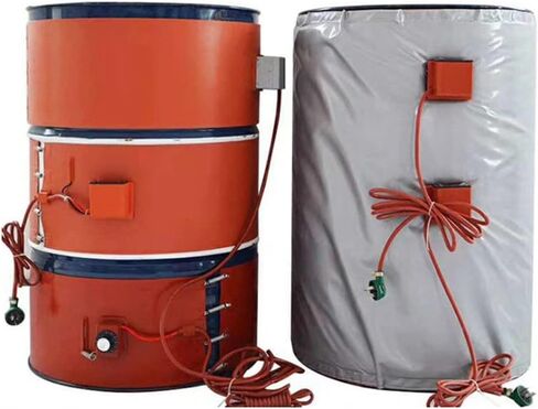 Industrial Metal Oil Drum Heater with Adjustable Thermostat, 800W Silicone Heat Pad for 20L Barrels, 220V/110V, Temperature Range 30℃-130℃, Ideal for Factory Use in Kuwait