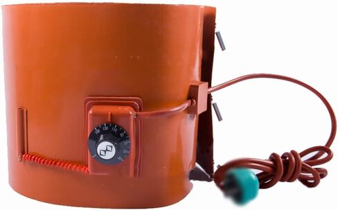 Industrial Metal Oil Drum Heater with Adjustable Thermostat, 800W Silicone Heat Pad for 20L Barrels, 220V/110V, Temperature Range 30℃-130℃, Ideal for Factory Use in Kuwait