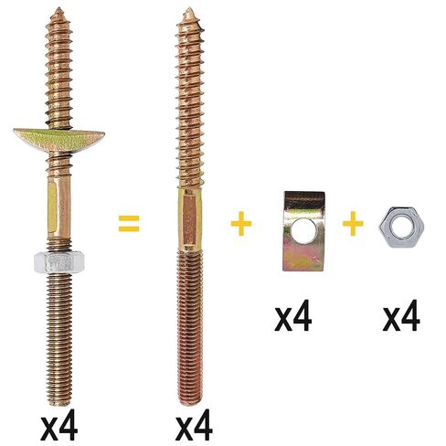 4 مجموعات من مجموعات تركيب درابزين الدرج، تتضمن 4 قطع براغي تعليق M8x120 مم، 4 قطع صواميل سداسية M8، 4 قطع غسالات نصف قمر M8 للتوصيل والتركيب الخشبي in Kuwait