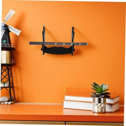 Homoyoyo Wooden Wall Mount Flute Rack 2-tier Display Stand Holder for Recorders and Martial Arts Swords, Black Double Layer Wood Display Organizer for Musical Instruments and Sword in Kuwait