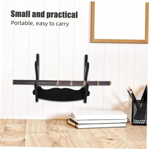 Wooden Wall-mounted Flute Display Stand, 2-tier Black Recorder and Flute Holder Rack for Musical Instrument Organization and Home Decor in Kuwait