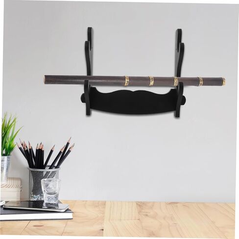 Wooden Wall-mounted Flute Display Stand, 2-tier Black Recorder and Flute Holder Rack for Musical Instrument Organization and Home Decor in Kuwait